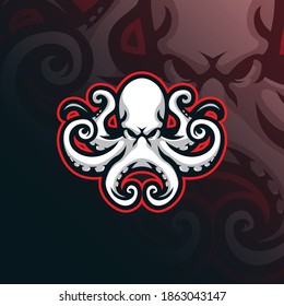 Octopus-Logo-Design-Vektorgrafik mit modernem Illustrationsstil für den Druck von Abzeichen, Emblem und T-Shirt. Tintenfisch-Illustration.