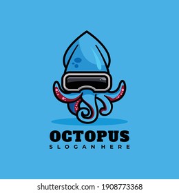 octopus mascot logo design vector illustration