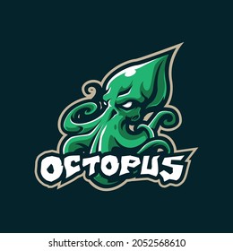 Octopus mascot logo design vector with modern illustration concept style for badge, emblem and t shirt printing. Octopus illustration for sport and esport team.