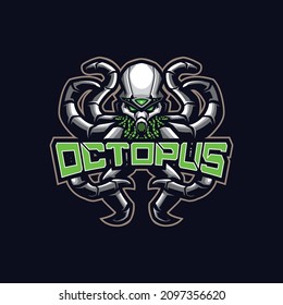 Octopus mascot logo design vector with modern illustration concept style for badge, emblem and t shirt printing. Mecha octopus illustration.