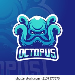 Octopus mascot logo design vector with modern illustration concept style for sport, gaming or team