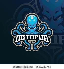 Octopus mascot logo design vector with modern illustration concept style for badge, emblem and t shirt printing. Octopus illustration for sport team.