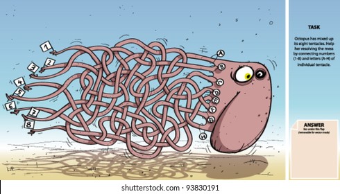 Octopus Maze Game (with solution)