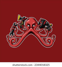 Octopus Mechanic Illustration grab tools