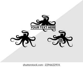 Octopus Monogram Vector Illustration Silhouette svg