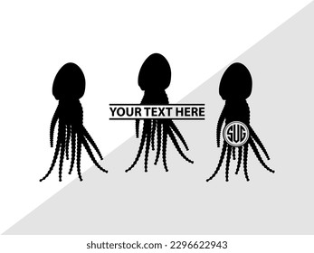 Octopus Monogram Vector Illustration Silhouette