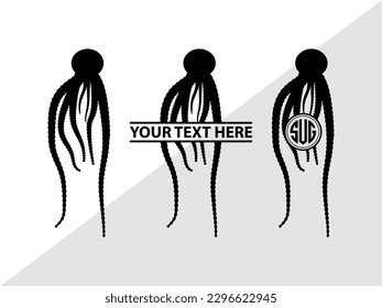 Octopus Monogram Vector Illustration Silhouette