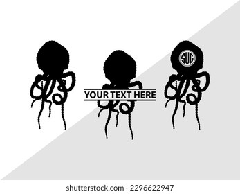 Octopus Monogram Vector Illustration Silhouette