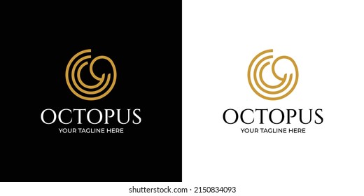 Logotipo de diseño Octopus Monoline Simple