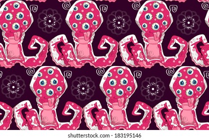 Octopus Monster Seamless Pattern