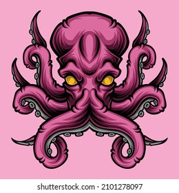 Octopus Monster Vector Illustration. Can Be Used As A Mascot
