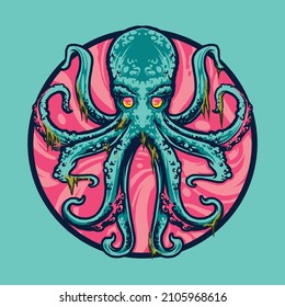 Octopus Mossy illustration vector logo