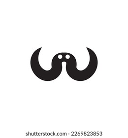 octopus mustache logo icon combination illustration.