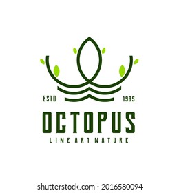 Octopus Nature Line art Retro Illustration
