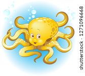 Octopus Naughty and Cute Baby Cartoon Character Vector Illustration