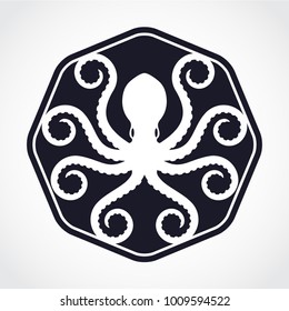 octopus negative shape octagon logo