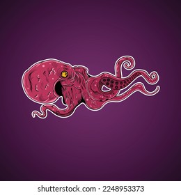 Octopus Ocean Animal Tentacle Vector Illustration Drawing Artwork. Known as kraken or legendary squid of the sea.