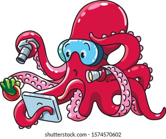 Octopus oceanographer ABC Funny animals alphabet O