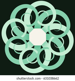 
Octopus and octagon abstract vector soft green background and contrast dark