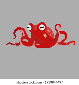 Octopus on a gray background one
