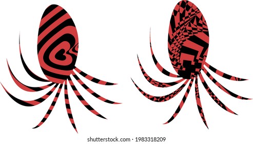 octopus in op art style seafood concept modern icons