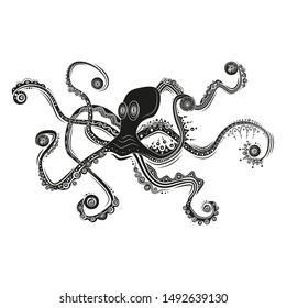 Octopus original creative design. Isolated icon. Vector illustration.