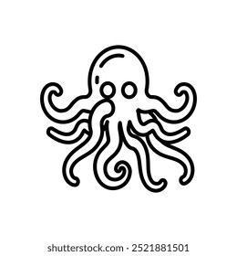 Octopus Outline Icon, Vector illustration
