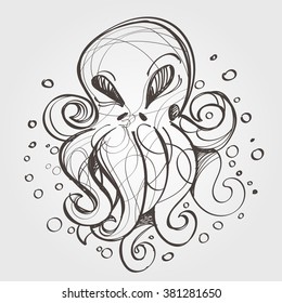 Octopus outline sketch.