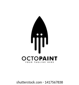 Octopus painting logo template with flowing paint