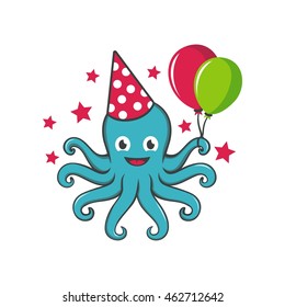 Octopus party illustration vector