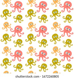 Octopus pattern, illustration, vector on white background.