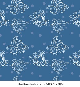 octopus pattern on blue background