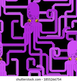 Octopus pattern seamless. devilfish background. poulpe texture. Baby fabric ornament