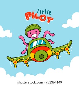 octopus pilot flying a plane, aircraft attraction show