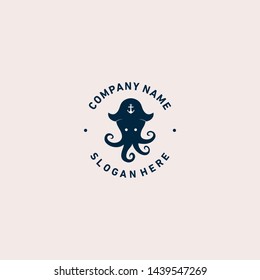 Octopus pirate logo vector illustration