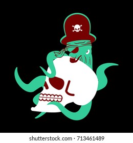 Octopus pirate and skull
