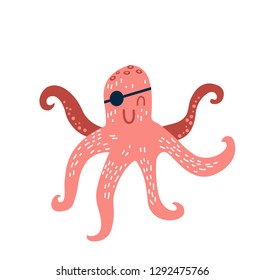octopus pirate vector illustration