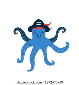 octopus pirate vector illustration