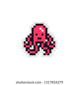 Octopus Pixel Art Icon Design Sticker Stock Vector (Royalty Free ...