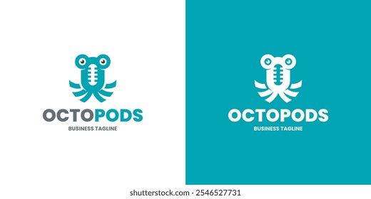 octopus podcast vector logo design