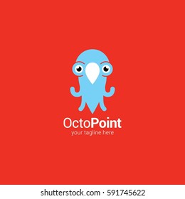 Octopus  Point Logo Design Vector.