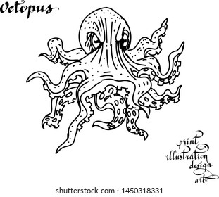 Octopus print illustration design art