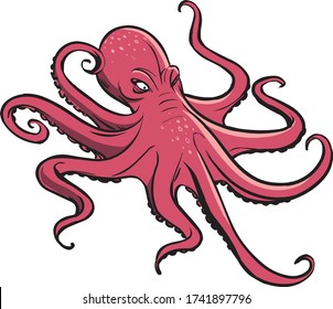 Octopus red color sealife angry