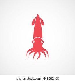 Octopus Red Flat Icon On White Background