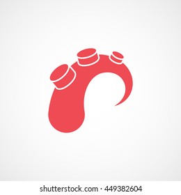 Octopus Red Flat Icon On White Background