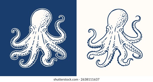 Octopus Retro Hand Drawn Illustrations