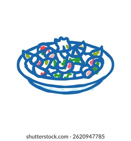 vetor de esboço de ícone de doodle da cozinha do mar da salada do polvo. sinal da cozinha do mar da salada do polvo. ilustração do símbolo isolado