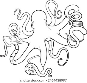 Octopus Sandwich Animal Vector Graphic Art Illustration