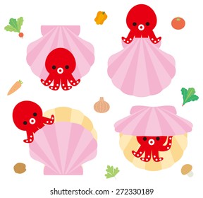Octopus and scallops of character