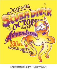 Octopus scuba diver cartoon